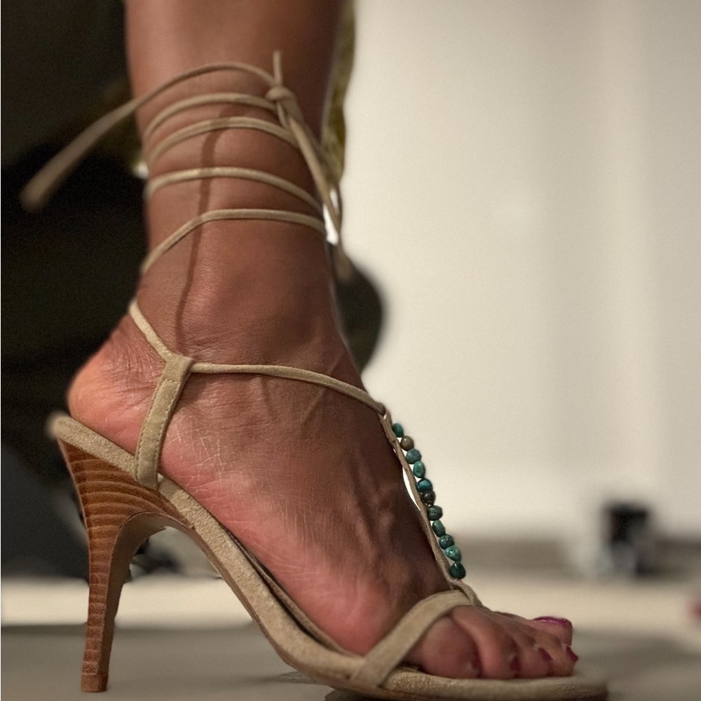 Elegant Beige Strappy Heels